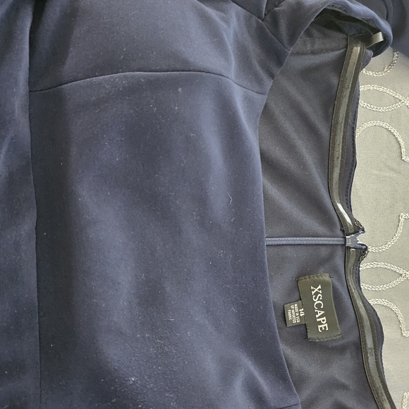 Xscape Navy and Pink Floral Formal Dress - Picture 4 of 4